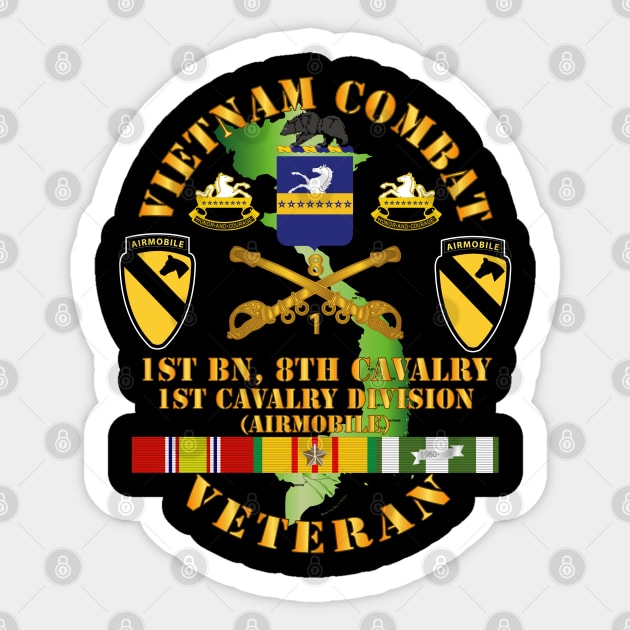 Vietnam Combat Cavalry Veteran w 1st Bn - 8th Cav COA - 1st Cav Div wo DS Sticker by twix123844